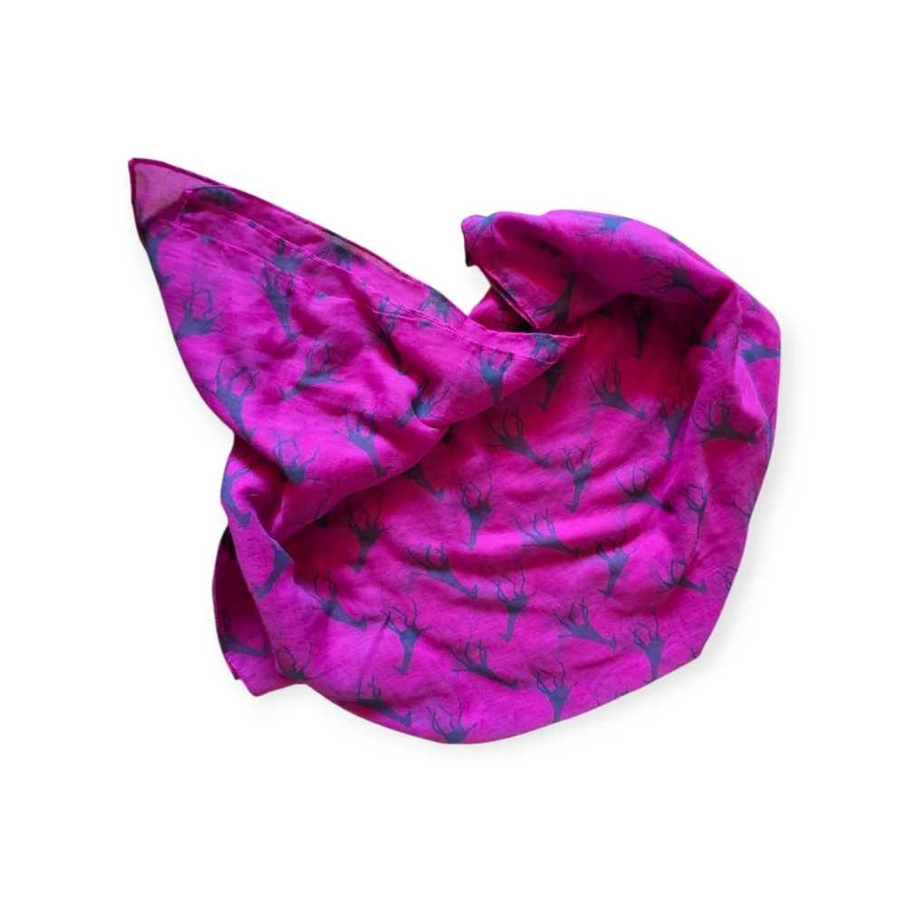 Hot Pink With Gray Giraffe Print Scarf 70